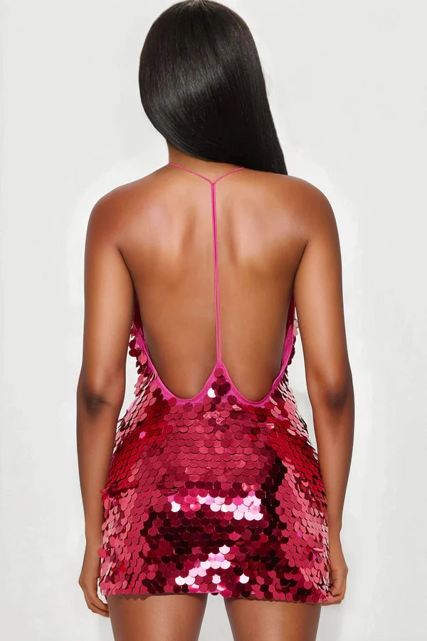 In The Spotlight Sequin Mini Dress - Hot Pink