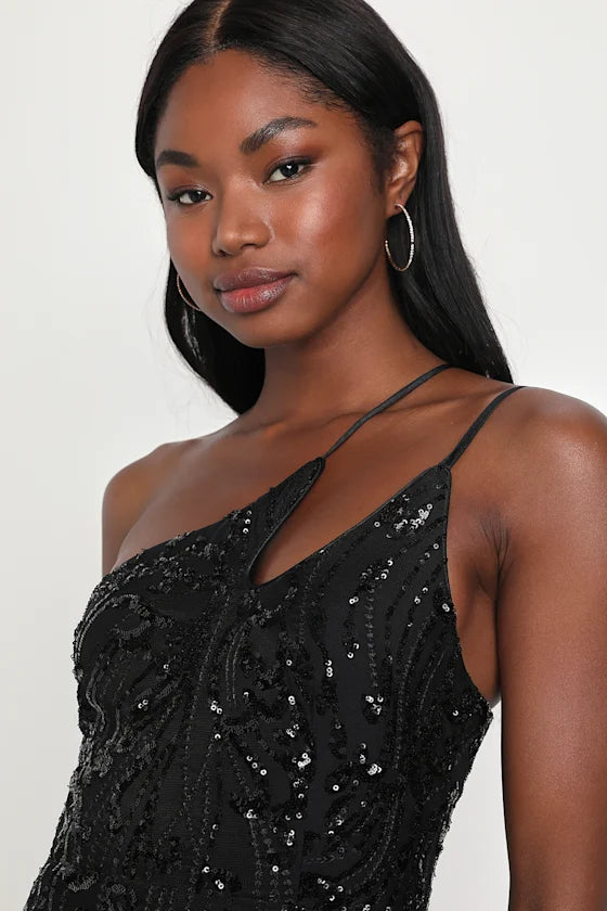 Julianna Beige Sequin Halter Backless Midi Dress