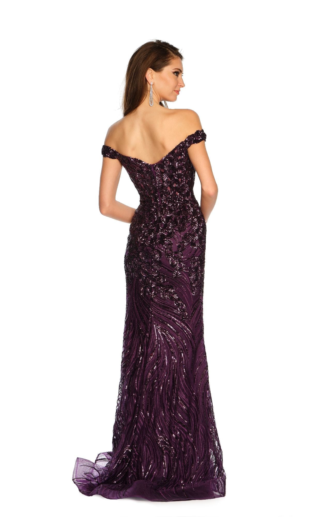 Dave and Johnny Long Purple Prom Dress 11002