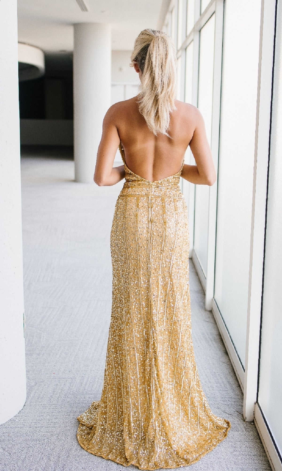 Backless Long Sequin Halter Prom Dress: Aleta 1441