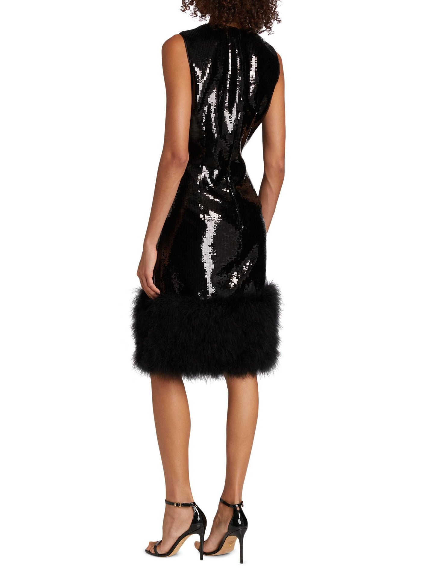 Heritage Chiara Sequin Feather-Trim Dress