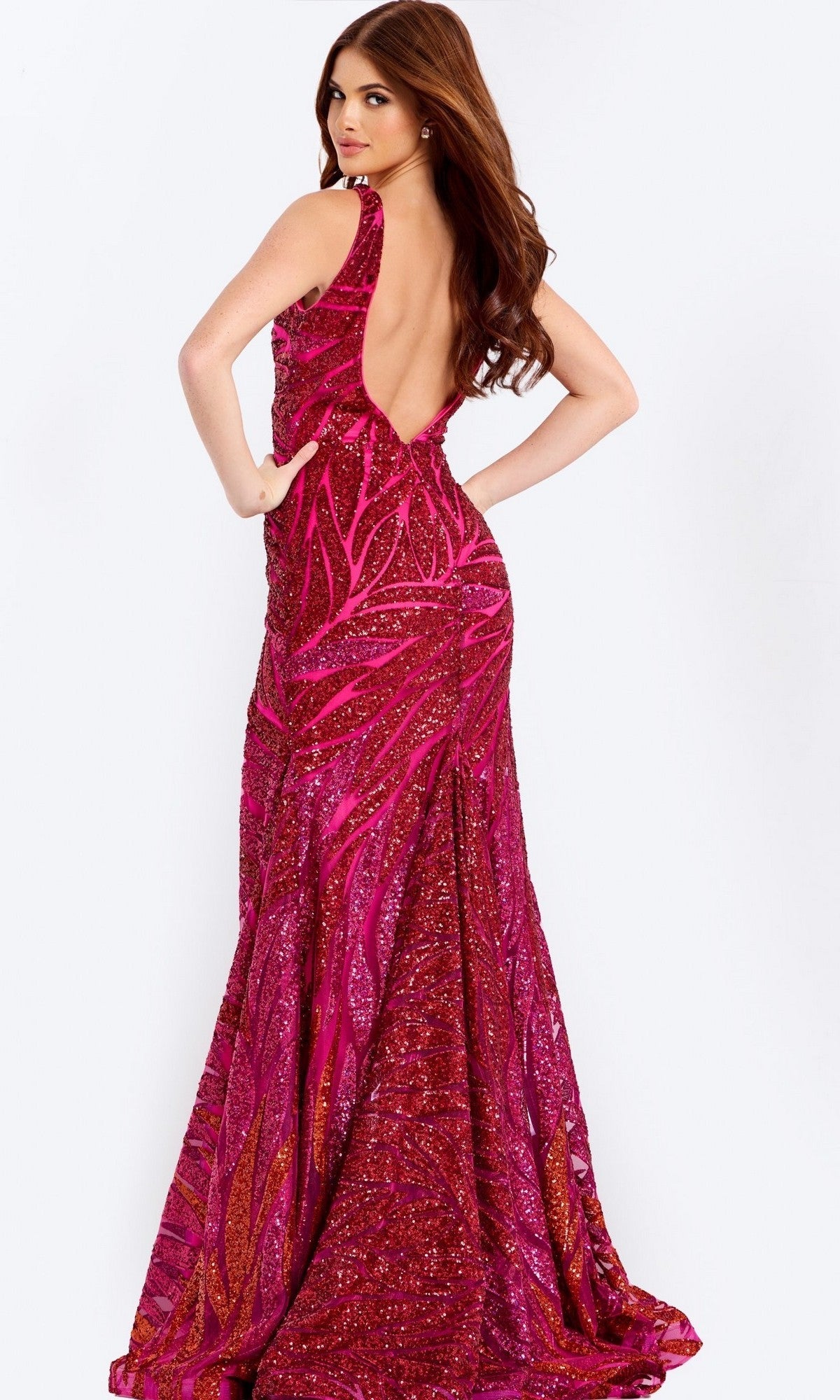 Low-Back Long Sequin Prom Dress: Jovani 47682