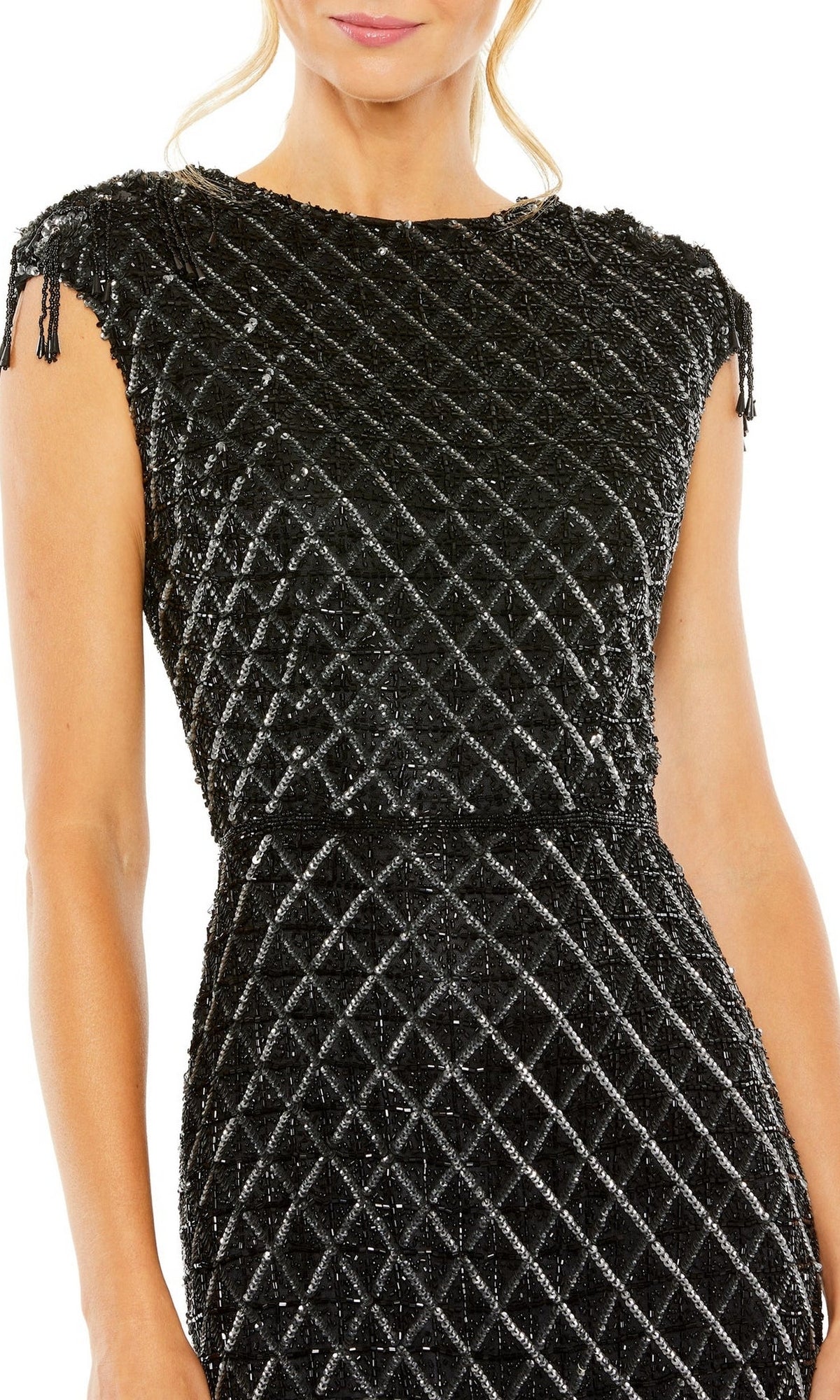 Beaded Black Midi Formal Dress: Mac Duggal 5776