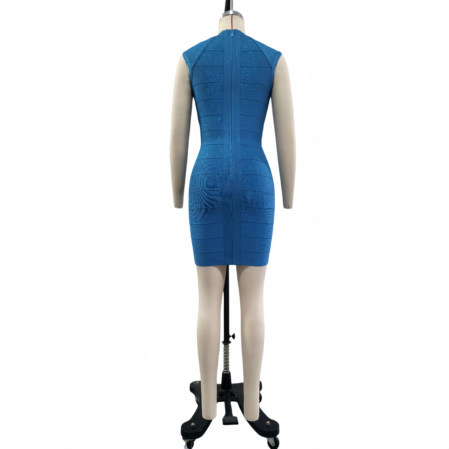 Lake Blue Glitter Gold Bandage Dress, Y2K Bodycon Mini Dress