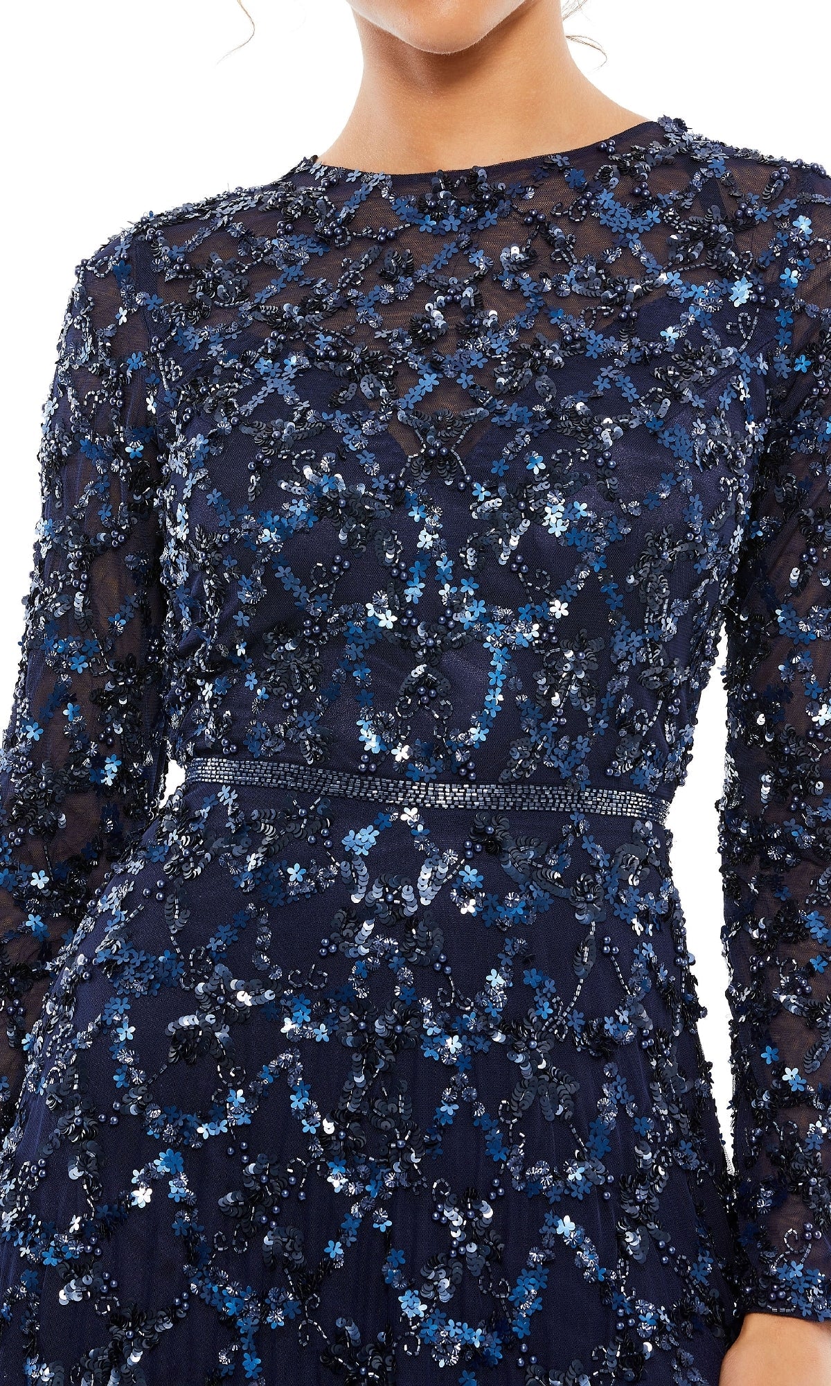 Long Sleeve Sequin Formal Gown: Mac Duggal 5496