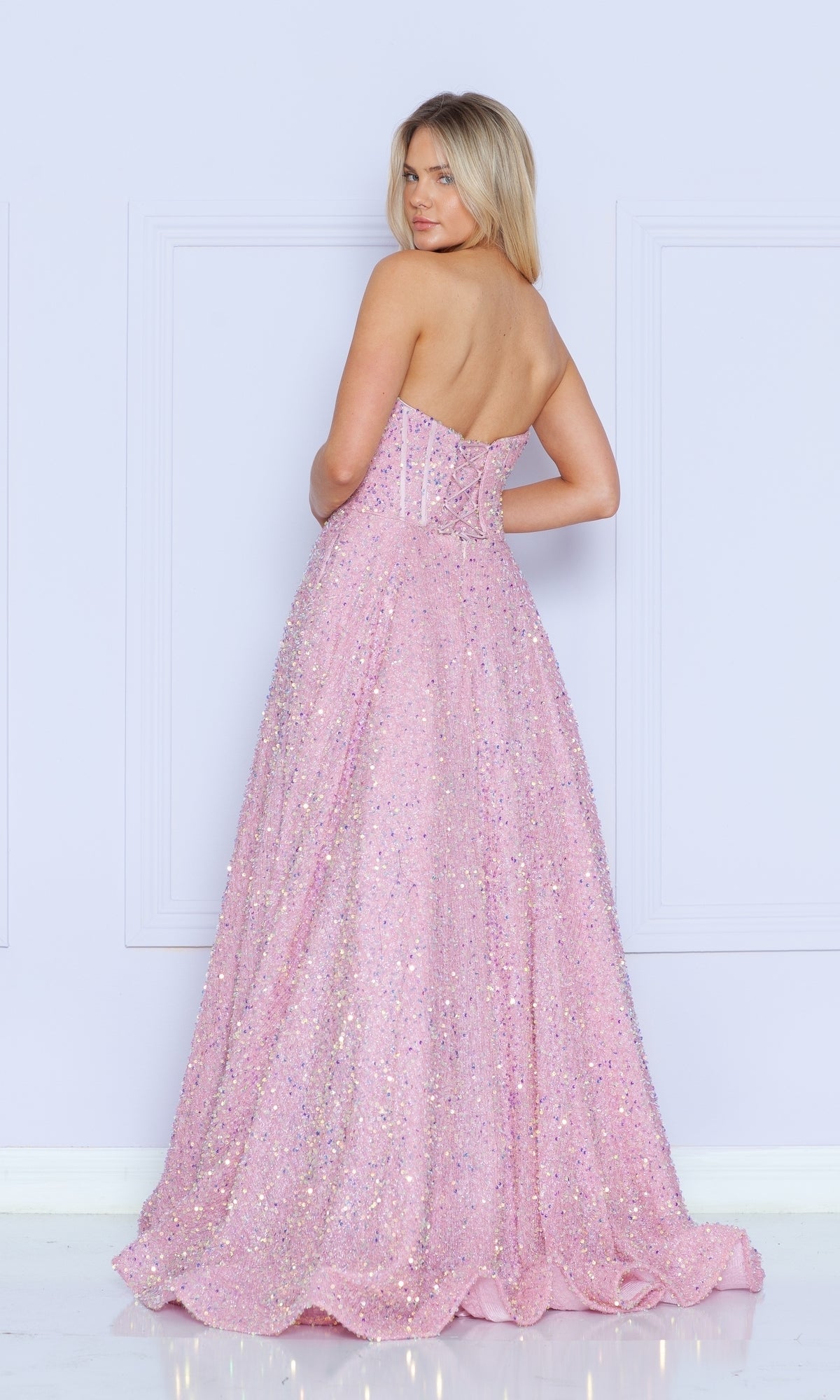 Strapless Sequin Prom Ball Gown: Poly USA 9152