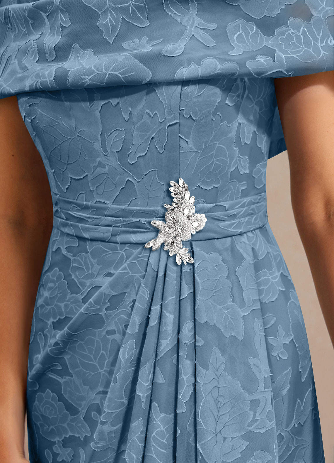 Steel Blue A-Line Pleated Floral Burnout Dress – Shiningirl
