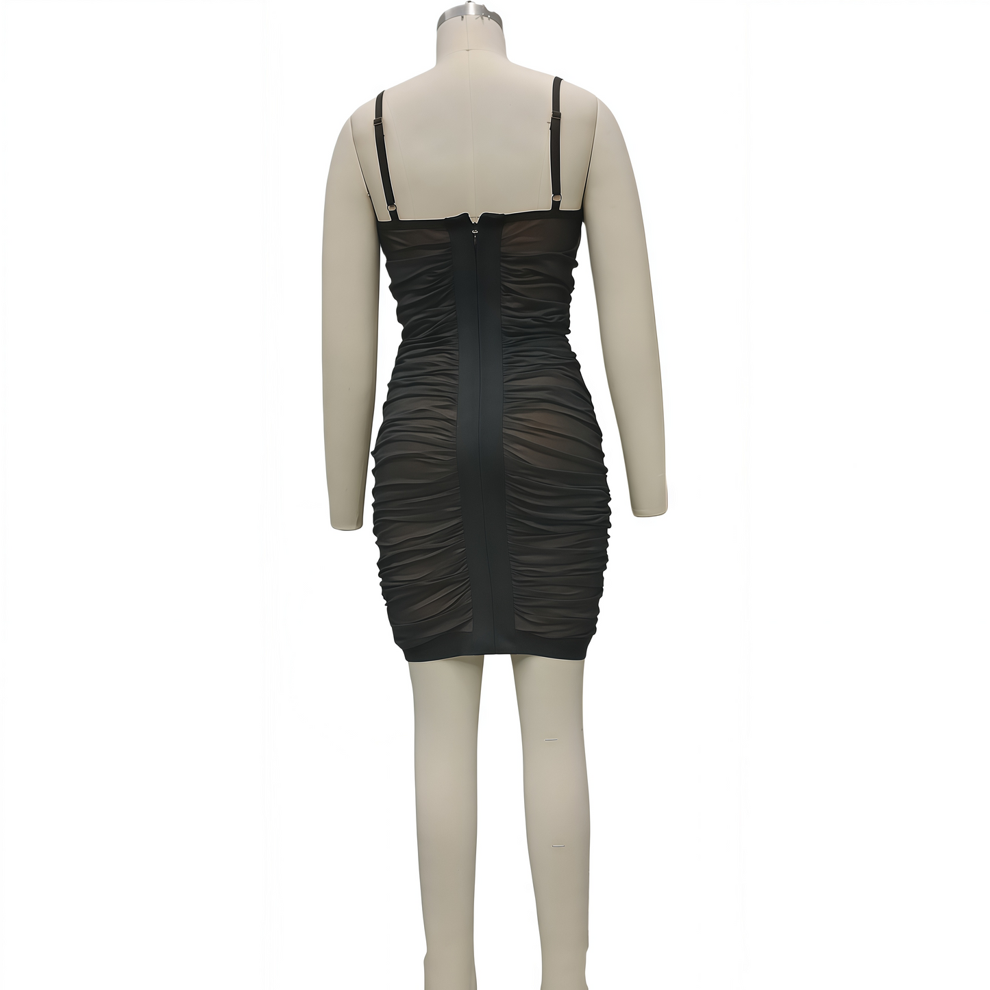 Mesh Spaghetti Strap V-Neck Bandage Dress, Clubwear