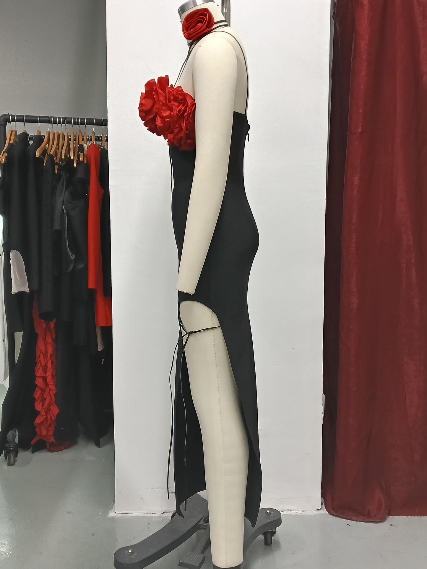 Halter Floral Lace-Up Bandage Maxi Dress