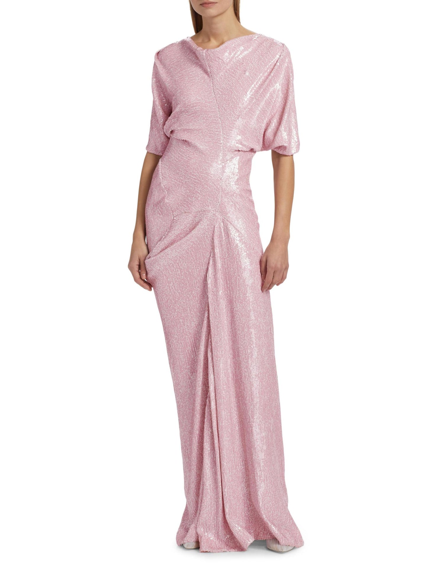 Dare Sequin Draped Gown
