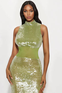 Arnell Sequin Gown - Chartreuse