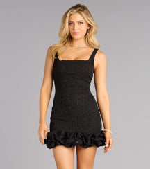 Amiyah Glitter Ruffle Mini Dress