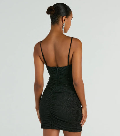 Elsa Glitter V-Neck Party Dress