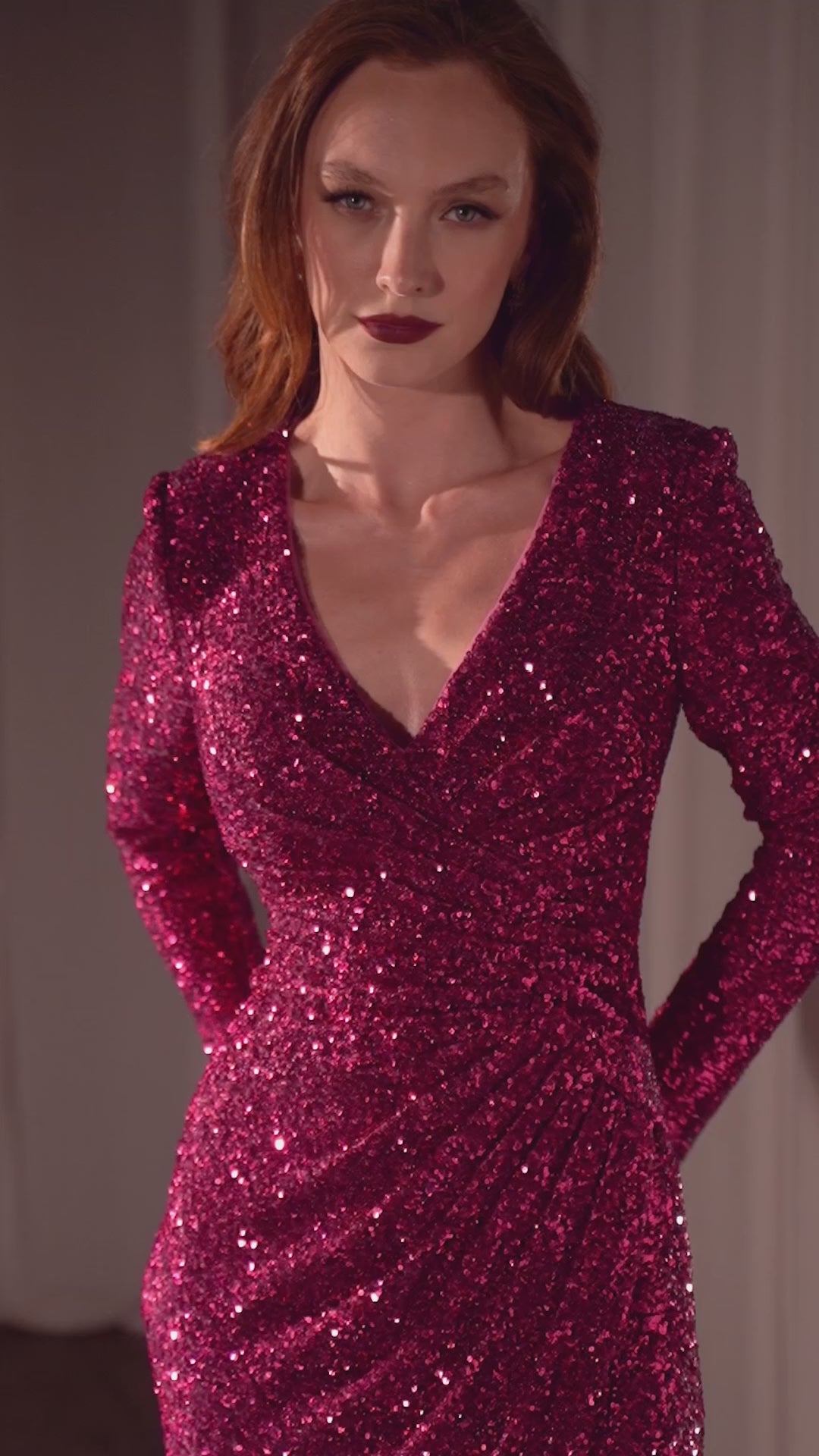 Long Sleeve Long Formal Dress: Ladivine CH054