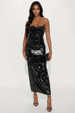 Dark Femme Sequin Maxi Dress - Black