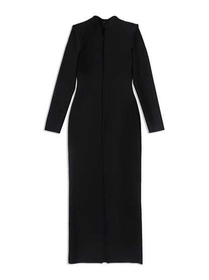 Long Sleeve Disc Rhinestone Bandage Dress