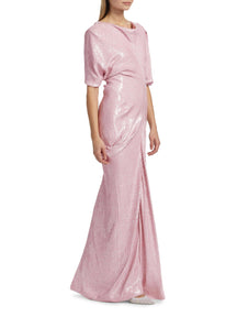 Dare Sequin Draped Gown