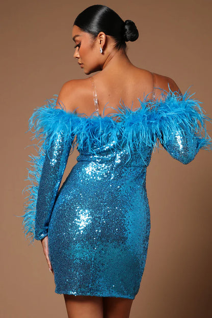 Mirabel Sequin Midi Dress - Turquoise