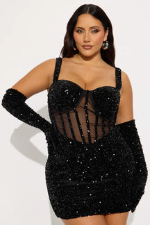 Khloe Sequin Mini Dress - Black