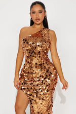 Irresistible Charm Sequin Maxi Dress - Copper