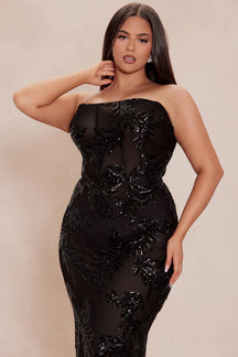 Scarlet Sequin Mesh Gown - Black
