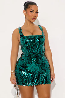 Goin Out Sequin Mini Dress - Teal