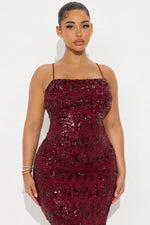 Lurella Sequin Midi Dress - Wine