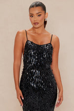 Emilee Sequin Backless Maxi Dress - Black