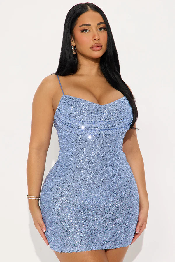 Alena Butterfly Sequin Mini Dress - Blue