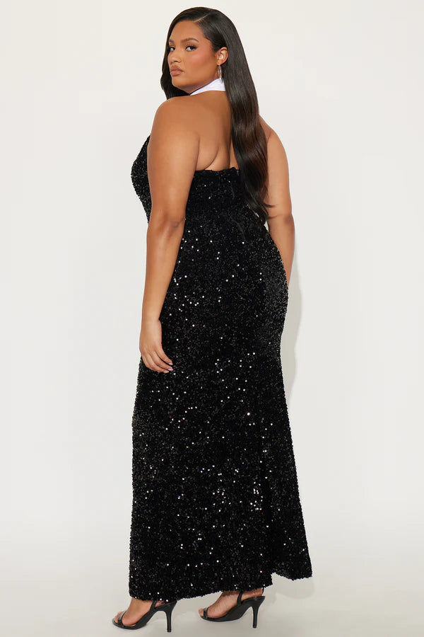 Krissed Sequin Gown - Black