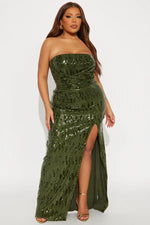 Deep Love Sequin Maxi Gown - Olive