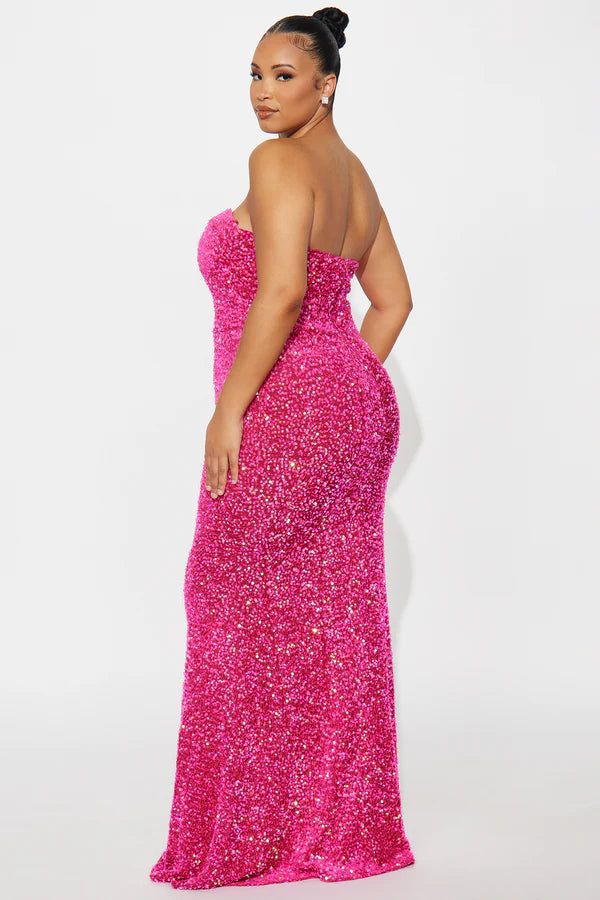 Seriously Stylish Sequin Maxi Dress - Fuchsia