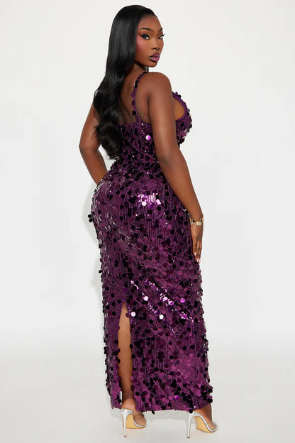 Extra Extra Sequin Maxi Dress - Plum