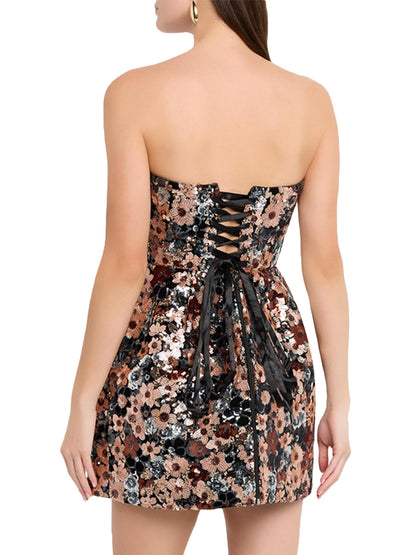 Maraya Strapless Floral Sequin Minidress