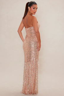 Hard To Miss Sequin Gown - Rose Gold