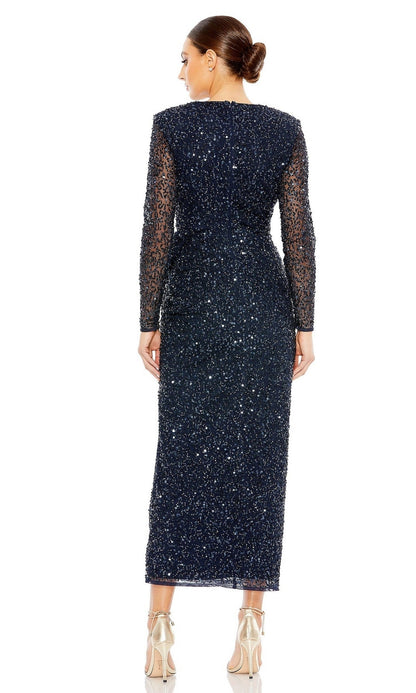 Blue Midi Wedding-Guest Dress: Mac Duggal 10558