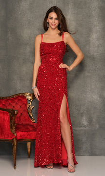 Dave & Johnny Floor-Length Sequin Prom Dress