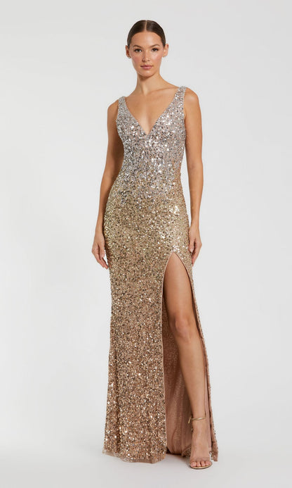 Ombre Gold Sequin Formal Dress: Mac Duggal 1068