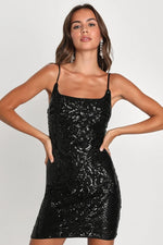 Effervescent Essence Black Sequin Sleeveless Bodycon Mini Dress