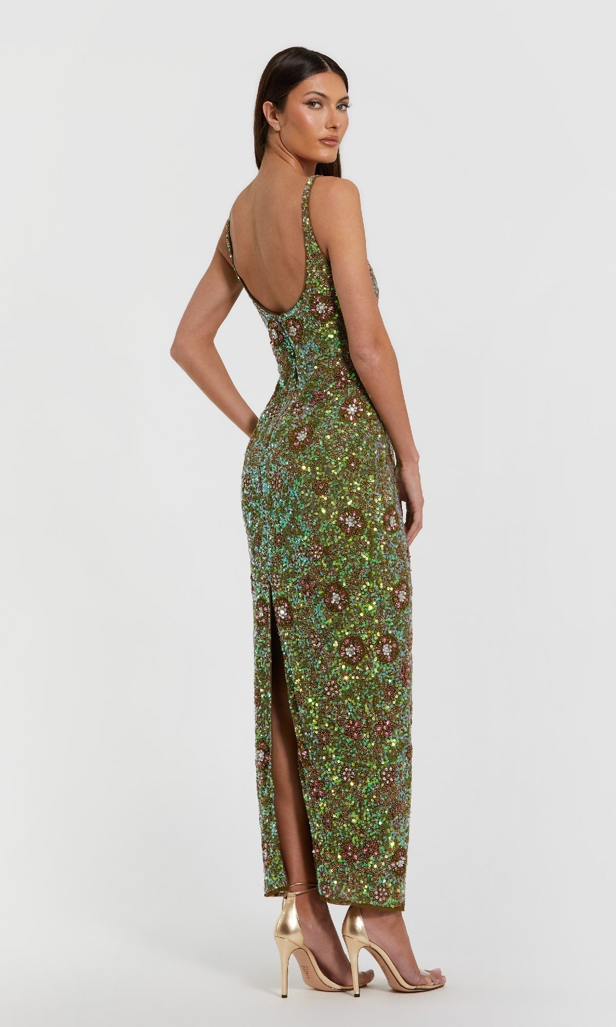 Sequin Formal Dress with Back Slit: Mac Duggal 10755