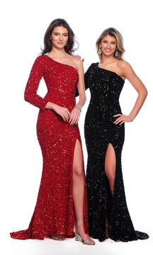 One-Shouder Sequin Prom Gown: Dave & Johnny 10892