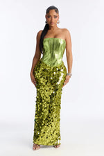 Luminous Soul Sequin Gown - Lime