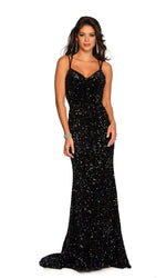 Dave and Johnny Long Black Sequin Prom Dress 11171