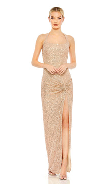 Long Black Sequin Halter Prom Dress 11279