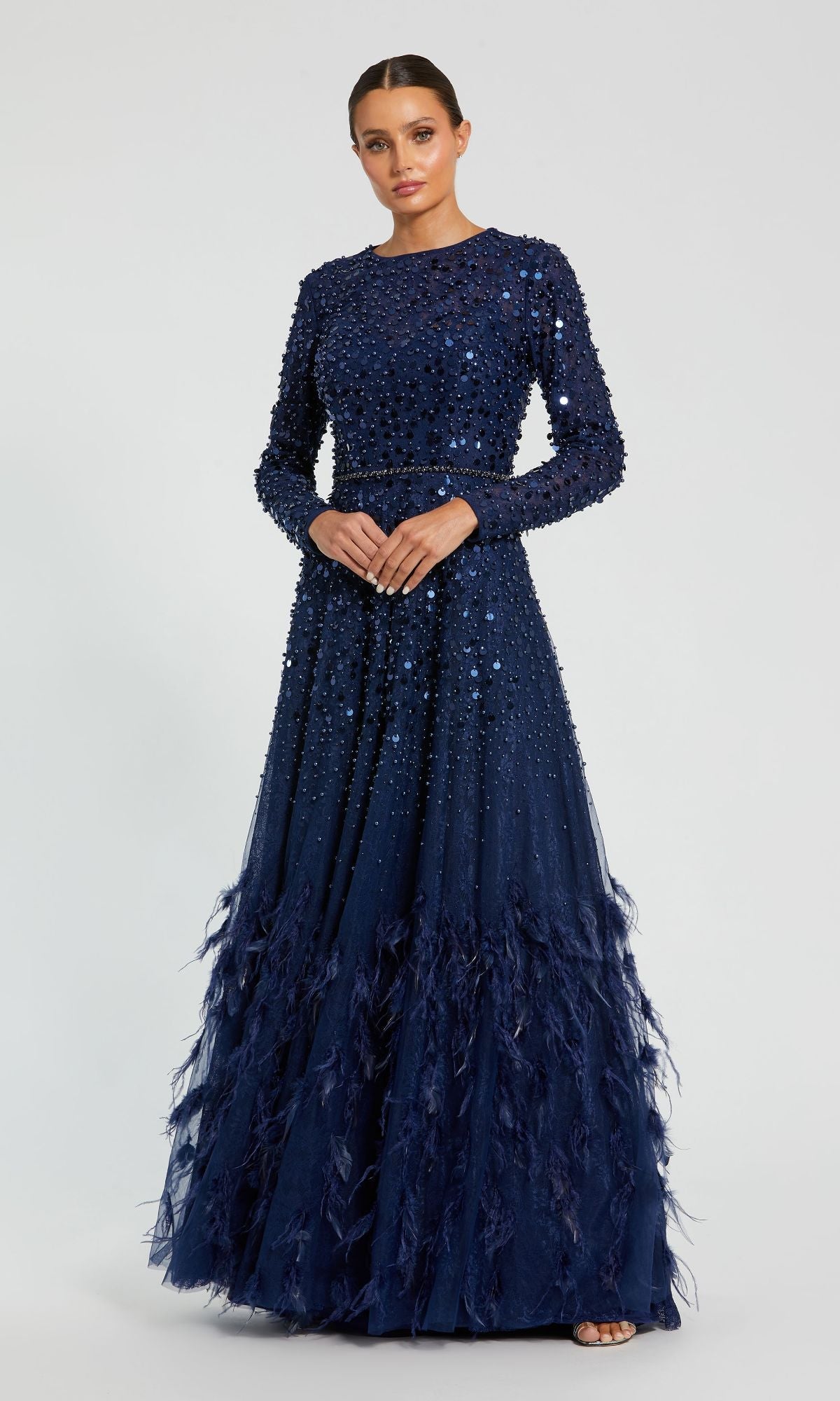 Long Sleeve Sequin Formal Gown: Mac Duggal 11782