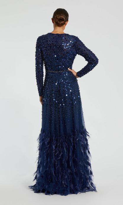 Long Sleeve Sequin Formal Gown: Mac Duggal 11782
