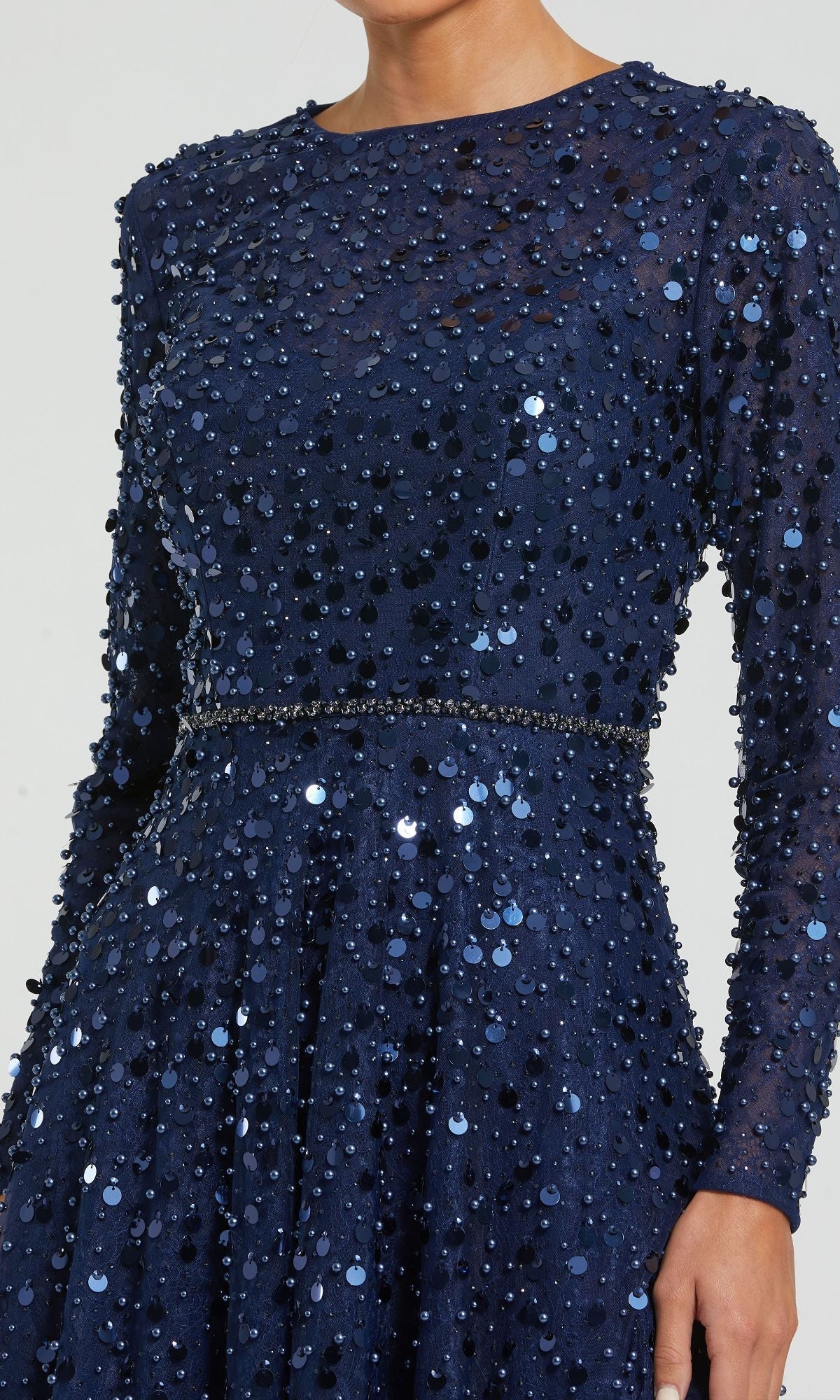 Long Sleeve Sequin Formal Gown: Mac Duggal 11782