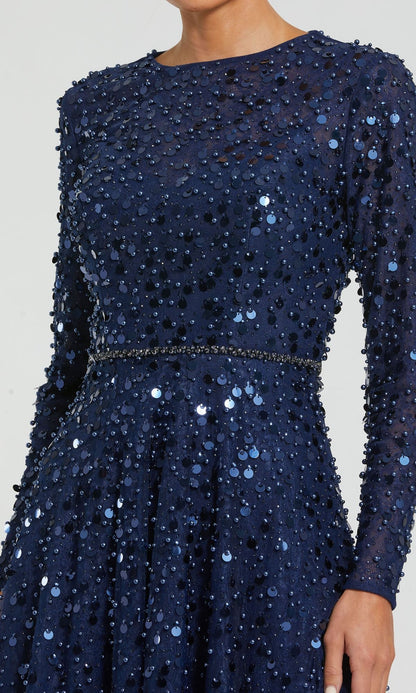 Long Sleeve Sequin Formal Gown: Mac Duggal 11782