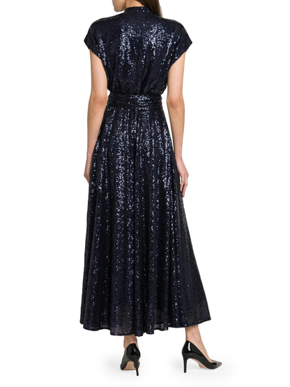 Keyhole Sequin Midi-Dress