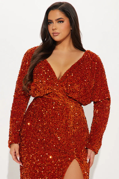 One And Only Sequin Gown - Copper